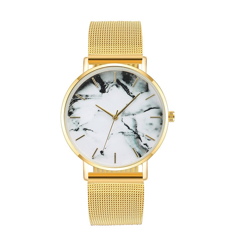 Fashion Wrist Watch (Mesh Band / Marble Face)