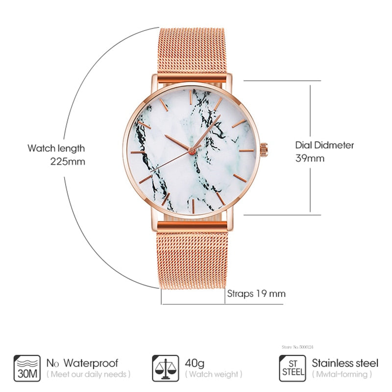 Fashion Wrist Watch (Mesh Band / Marble Face)