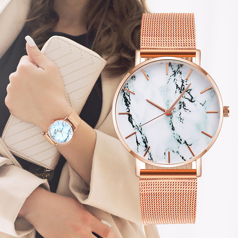 Fashion Wrist Watch (Mesh Band / Marble Face)